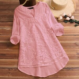 ZANZEA Women Long Sleeve V-neck Lace Floral T Shirt Blouse Tunic Tops